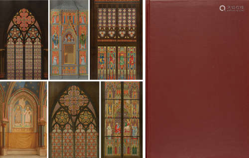 1866年法国巴黎出版《法国建筑巨幅版画集》硬皮精装本一册