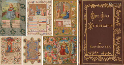 1870年英国伦敦出版《欧洲中世纪彩色照明手稿覆金版画集》硬皮精装本一册