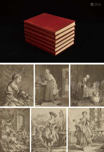 1872年纽约Benjamin Blominc出版《欧洲版画艺术》硬皮精装本一套6册全