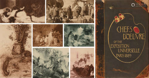 1889年巴黎G.Barrie&Barrie Freres出版《巴黎世博会艺术品彩色版画集》硬皮精装本一册全