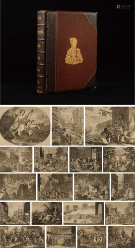 1890年伦敦H.FOWKES,STRAND出版《英国绘画之父威廉· 霍加斯巨幅版画集》硬皮精装本一册