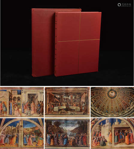 1964年伦敦出版《梵蒂冈的古建筑暨罗马教皇所藏文艺复兴时期彩色版画集》硬皮精装本一函一册全