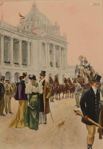 十九世纪欧洲彩色版画《神圣的宫殿》一幅