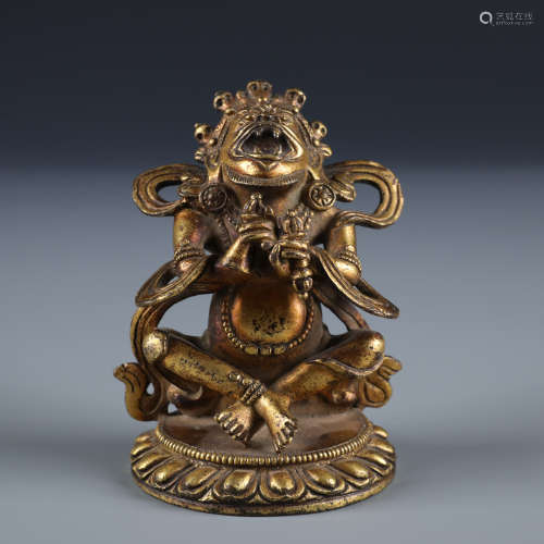 A Rare Chinese Gilt Bronze Figure of Vajrapani