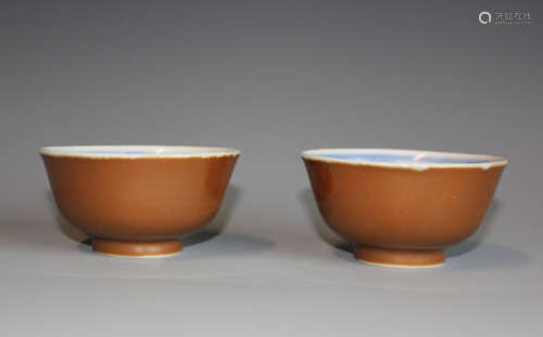 Pair of Chinese Red Glazed Bowl