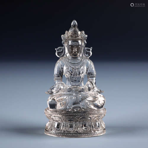 A Chinese Carved Crystal Figure of Guanyin
