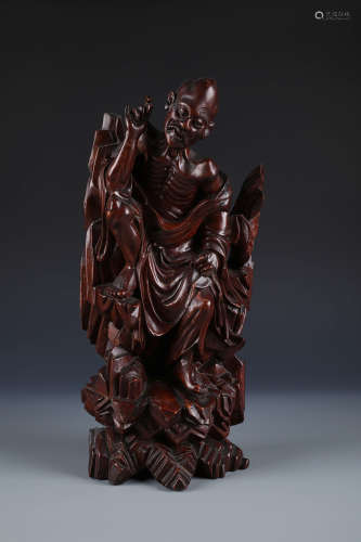 A Chinese Carved Boxwood Figure of Luohan