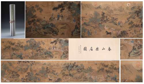 A Chinese Hand-drawn Painting Scroll Signed By Qiuying