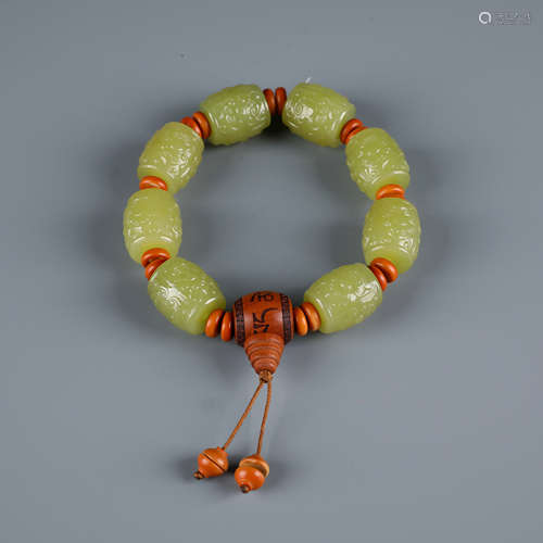 A Rare Chinese Carved Yellow Jade Bracelet