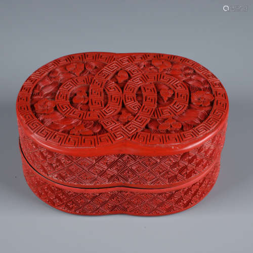 A Chinese Carved Cinnabar Red Lacquer Box