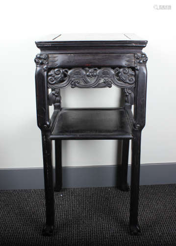 A Chinese Carved Hardwood Square Stand