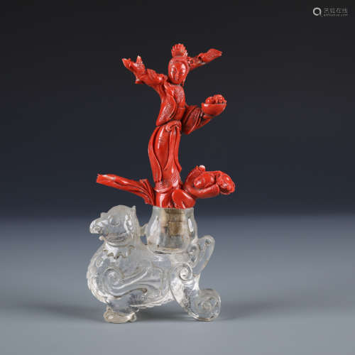 A Chinese Carved Crystal Statue