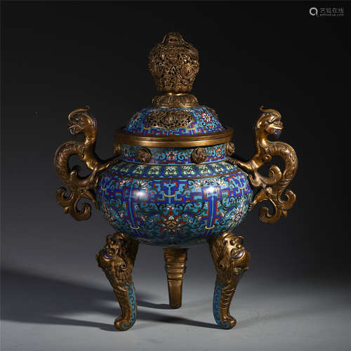 A Chinese Cloisonne Enamelled Censer