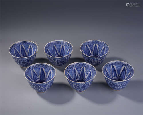 A Set of Six Blue and White Porcelain Cup, Chenghua Mark