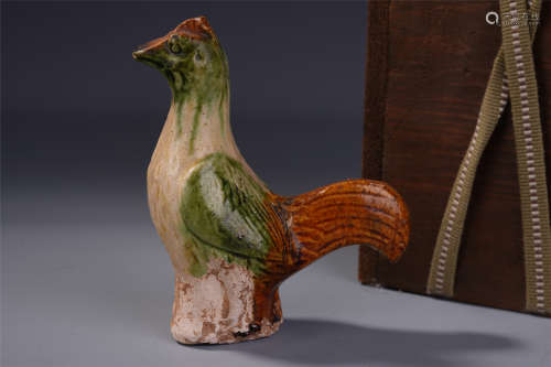 A Chinese Sancai Glazed Chicken Figure