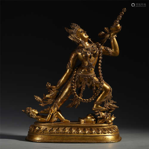 A Chinese Gilt Bronze Carved Figure of Naro Dakini