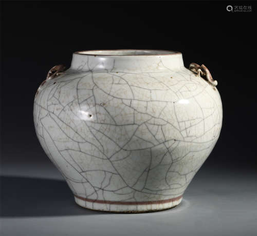 A Chinese Guanyao Jar with Dragon Handles