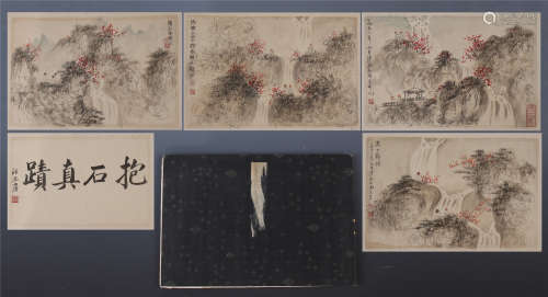 A Chinese Painting Scroll Album of Landscape, Mountain and Scholar by Fu Baoshi