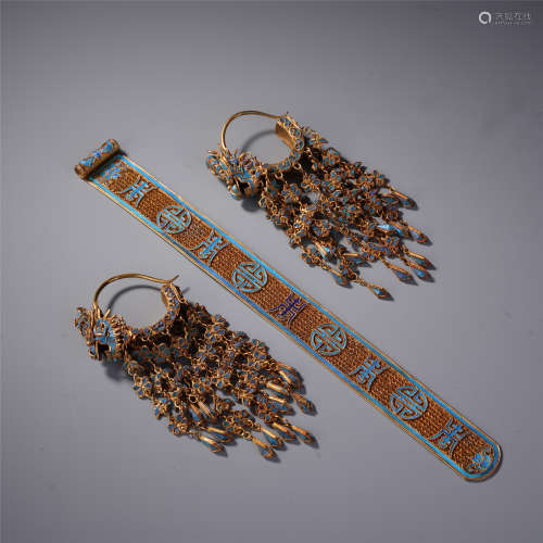 A Set of Chinese Bird Feather Hair Ornament