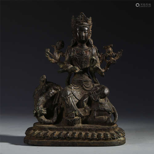 A Chinese Bronze Figure of Seated samantabhadra