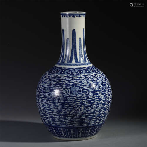 A Chinese Blue and White Tianqiuping Vase