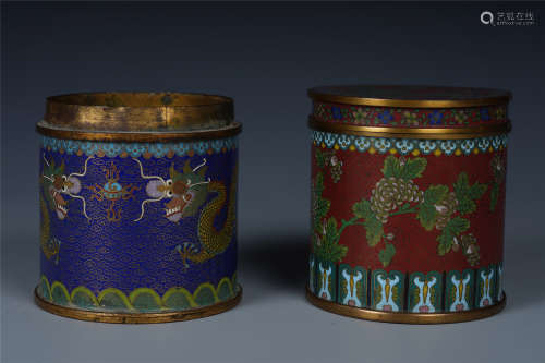 A Set of Two Chinese Cloisonne Box with 