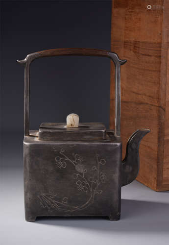 A Chinese Tin Ewer with Standing Handle