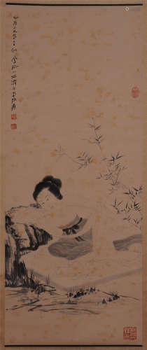 A Chinese Hanging Painting Scroll of Figure by Zhang Daqian
