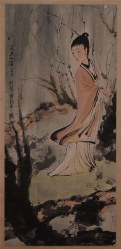 A Chinese Hanging Painting Scroll of Figure by Fu Baoshi