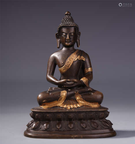 A Chinese Gilt Bronze Figure of Seated Sakyamuni