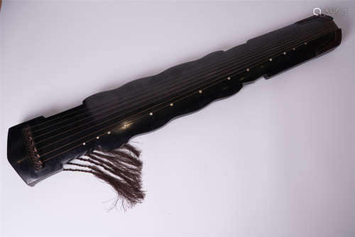 An Archaic Chinese Bristle Black Lacquer Qin Inlaid with Mother of Pearl
