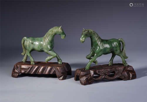 A Pair of Jade Carved Horse