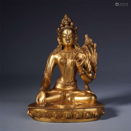 A Chinese Gilt Bronze Figure of Seated Tara