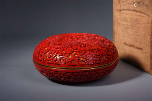 A Chinese Cinnabar Lacquer Box with Floral Motif