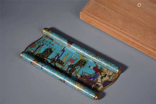 A Chinese Gilt Bronze Cloisonne Enamelled Wrist Rest