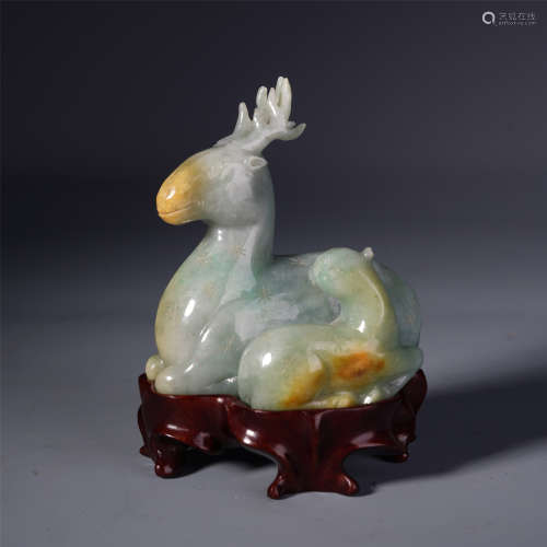 A Chinese Jade Carving of Deer