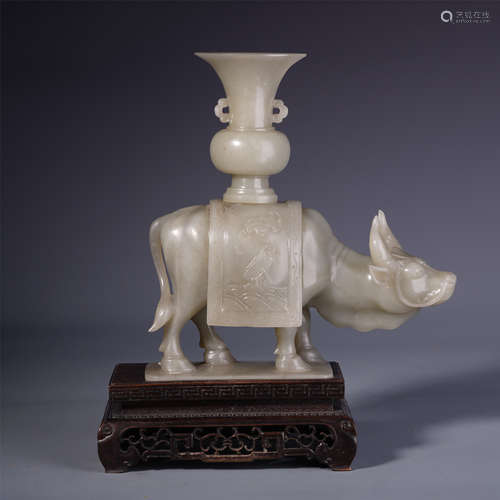 A Chinese Jade Carving of Ox