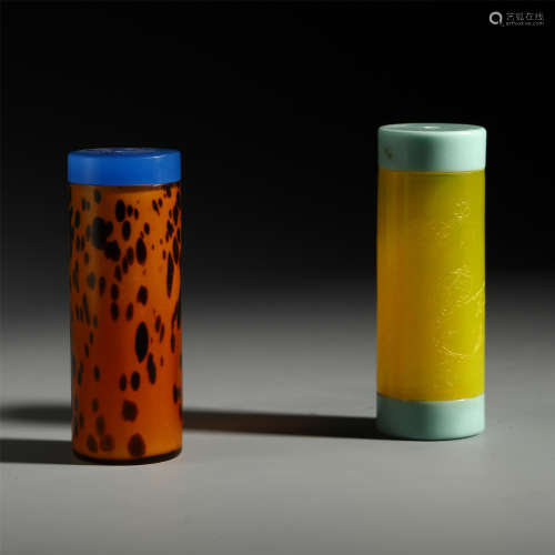 A set of Chinese Glass Incense Holders