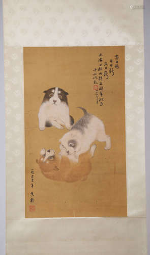 A Chinese Hand-drawn Painting Signed by He xiangning