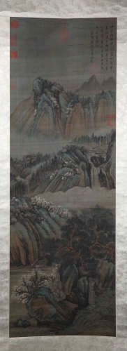 A Chinese Hand-drawn Painting of Landscape Signed by Dongyuan