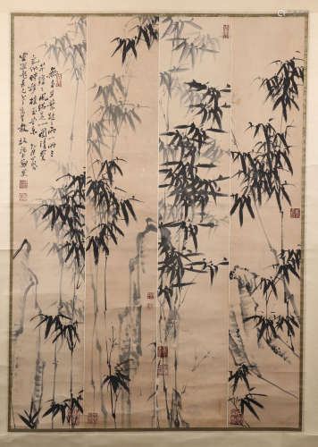 Chinese Hand-drawn Painting Scroll  Signed by Zhengbanqiao