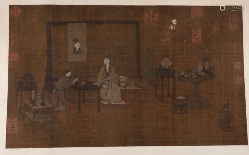 AChinese Hand-drawn Painting Scroll  Signed by Wangzhenpeng