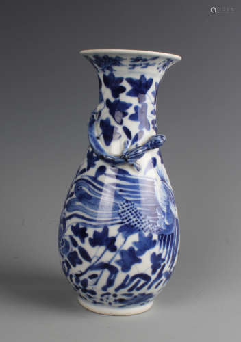 A Chinese Carved  Blue and White Dragon Vase