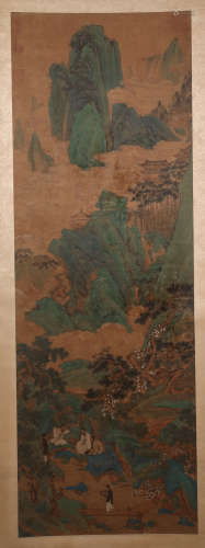 A Chinese Hand-drawn Painting of Scholors Signed By Qiu Ying