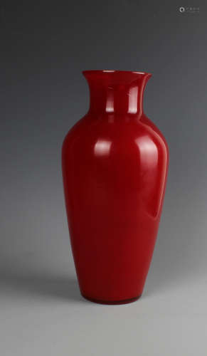 A Chinese Red Glass Vase