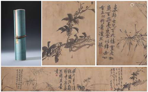 Chinese Hand-drawn Painting  Scroll Signed By Xu Wei