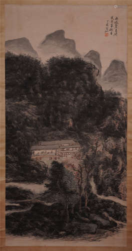 A Chinese Hanging Painting Scroll of Hermit in Mountain and Landscape by Huang Binhong