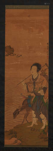 An Archaic Chinese Hanging Painting Scroll of Magu