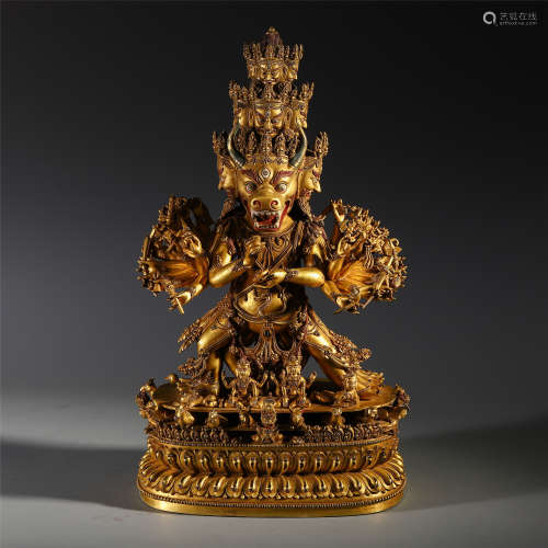 A Chinese Gilt Bronze Figure of Standing Vajrabhairava