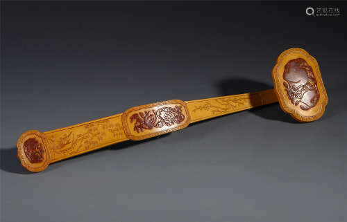 A Chinese Bamboo Carved Scepter